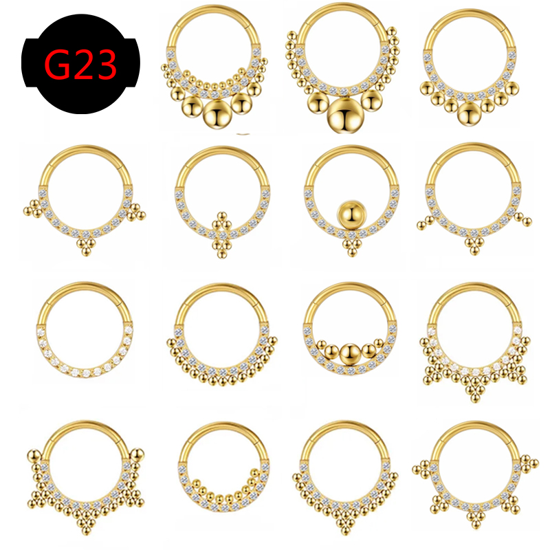 Septum Clicker Ring - G23 tytanowe piercing kolczyki w nosie