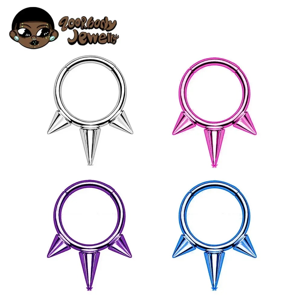 Septum Clicker Ring - G23 tytanowy piercing nosa anodowany gotycki