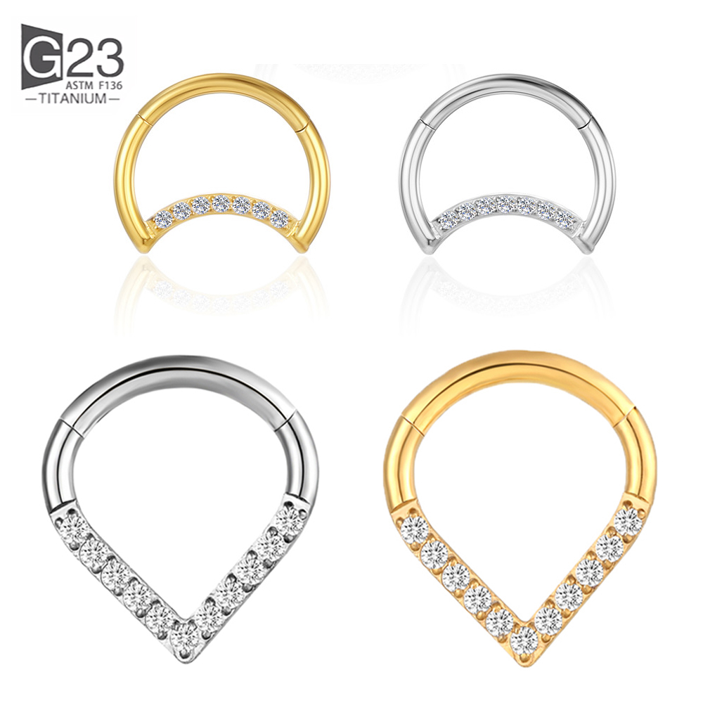 Septum Clicker Ring - F136 Titanium Hinged Tear Drop Segment