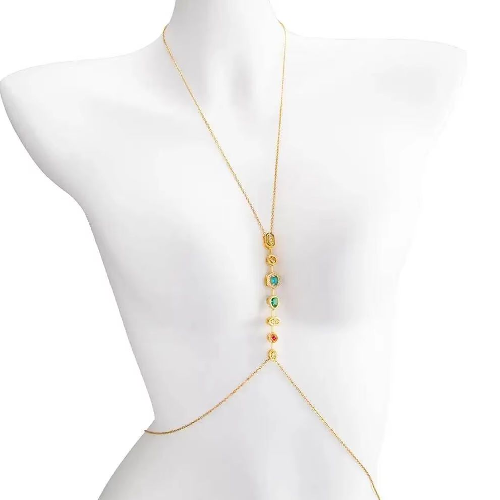 Body Jewelry For Women - PuRui Wykwintny Kolorowy Łańcuszek na Klatkę
