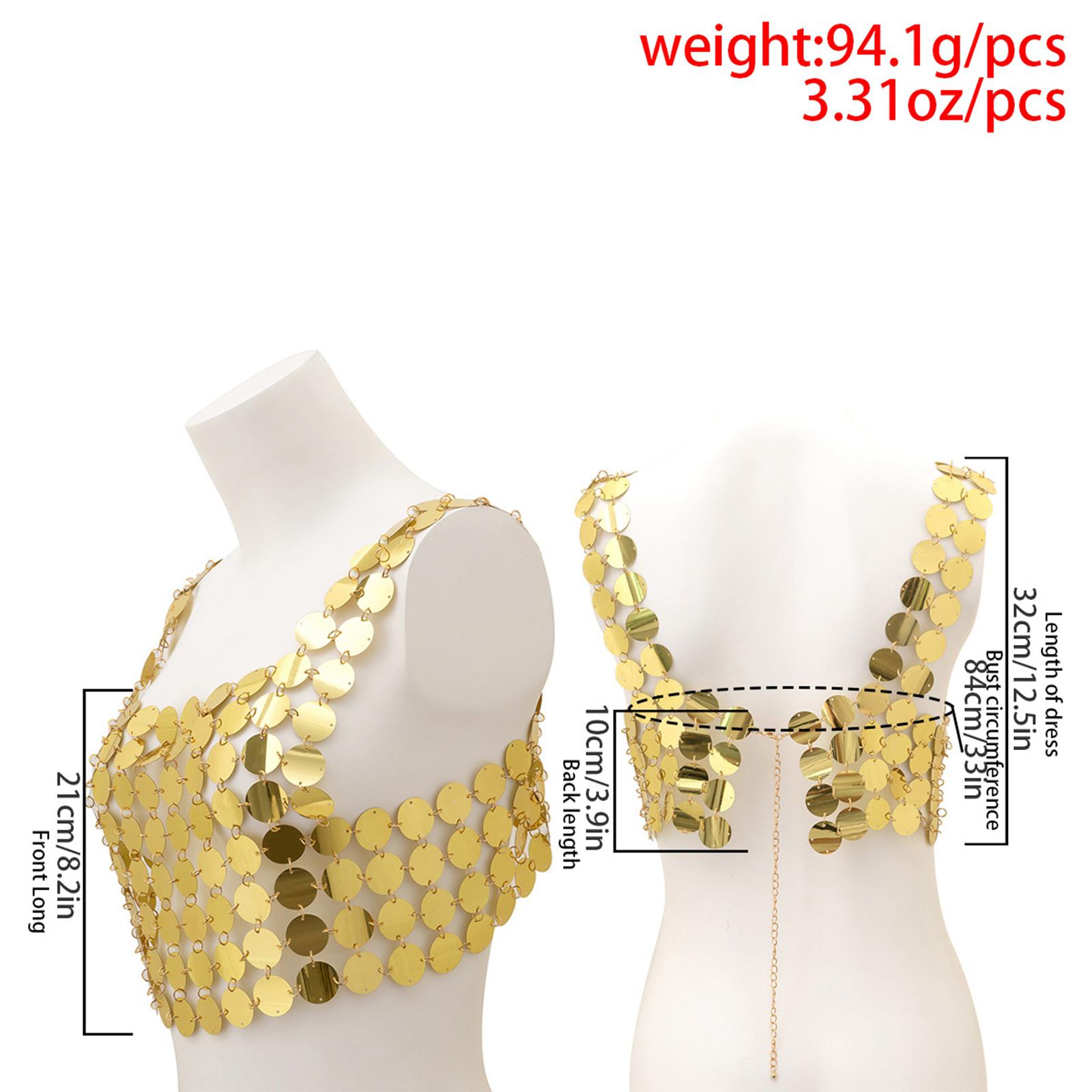 Body Jewelry Vest - Kamizelki z cekinami, błyszcząca biżuteria na