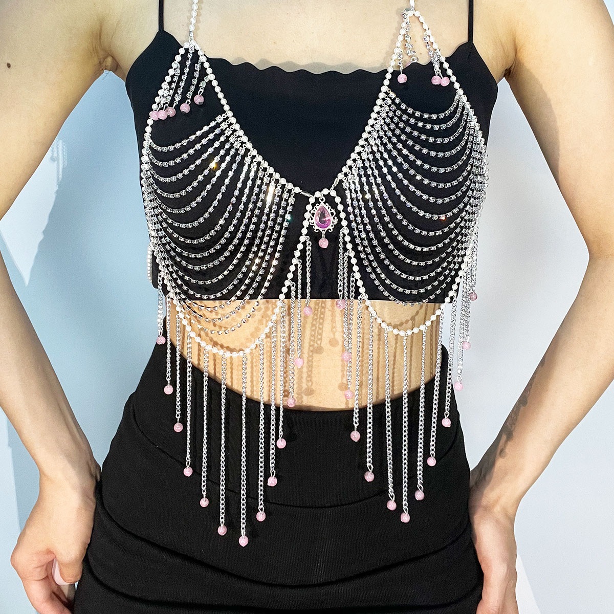 Body Jewelry Dress - Stylowy biustonosz z dżetami, seksowna biżuteria,