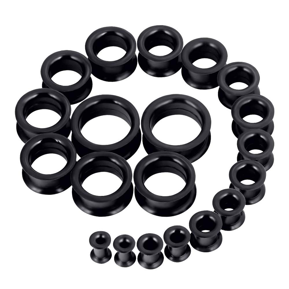 Body Jewelry Gauges - Para Supersize elastyczny czarny kolor silikonowy