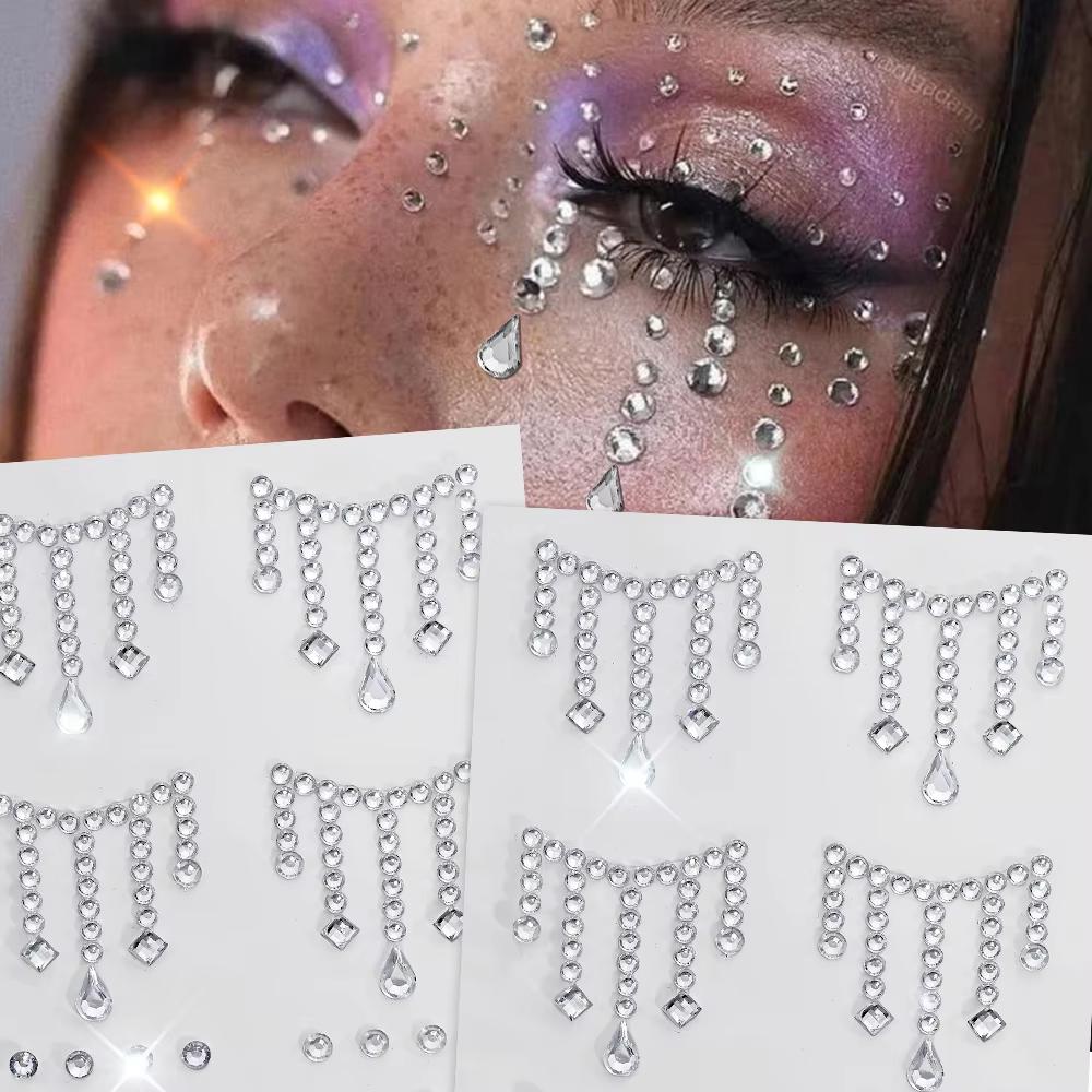 Body Jewelry Rhinestone - 1/5 Arkusze Naklejki na biżuterię twarzy