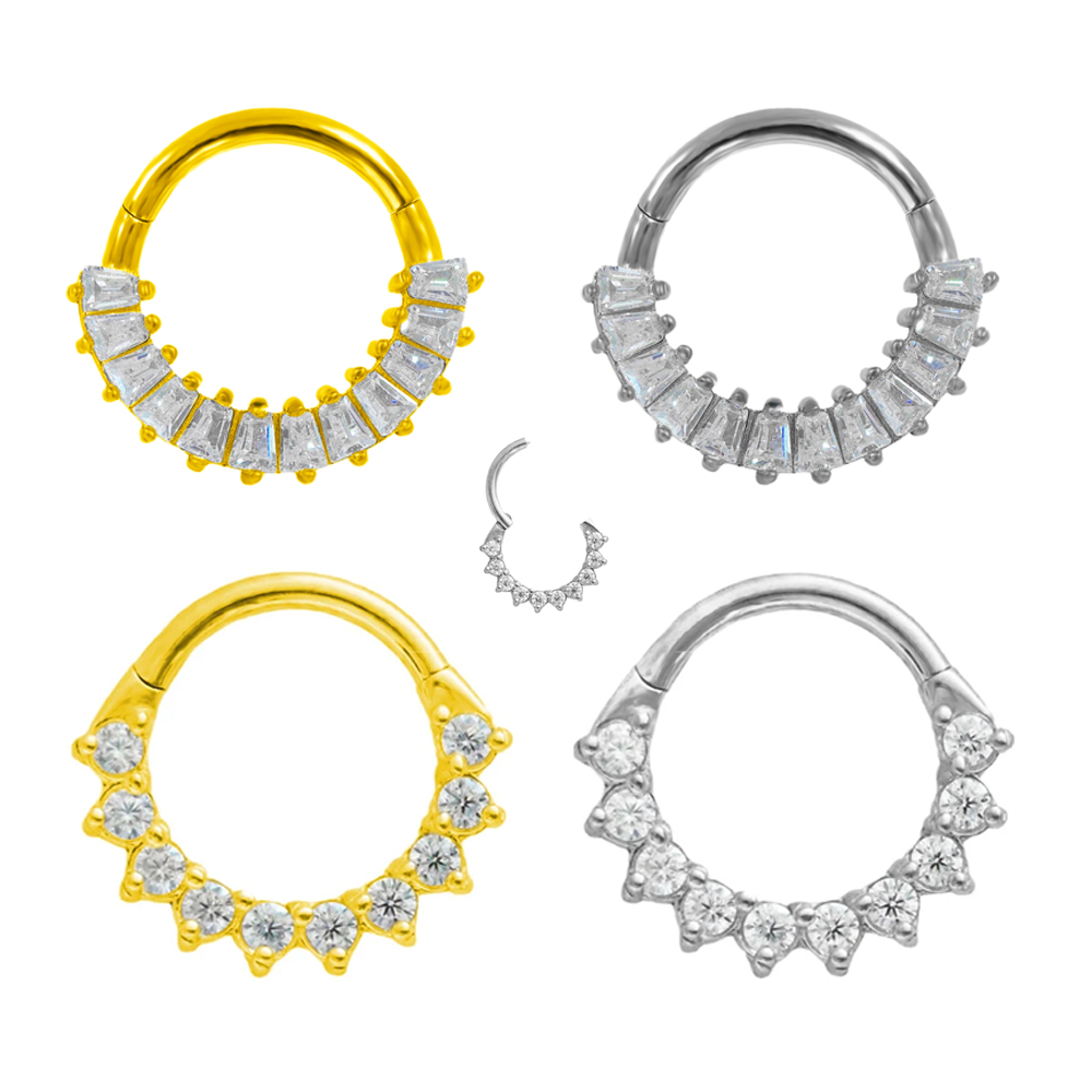 Septum Clicker Ring - Trapez CZ przegroda 100% stal chirurgiczna