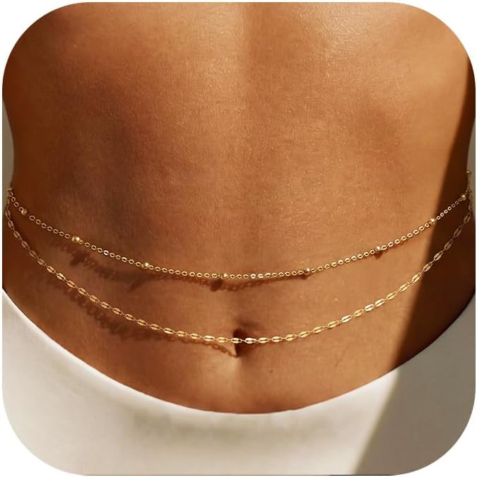 Body Jewelry In Bulk - Pozłacany 14-karatowym złotem łańcuszek na talię