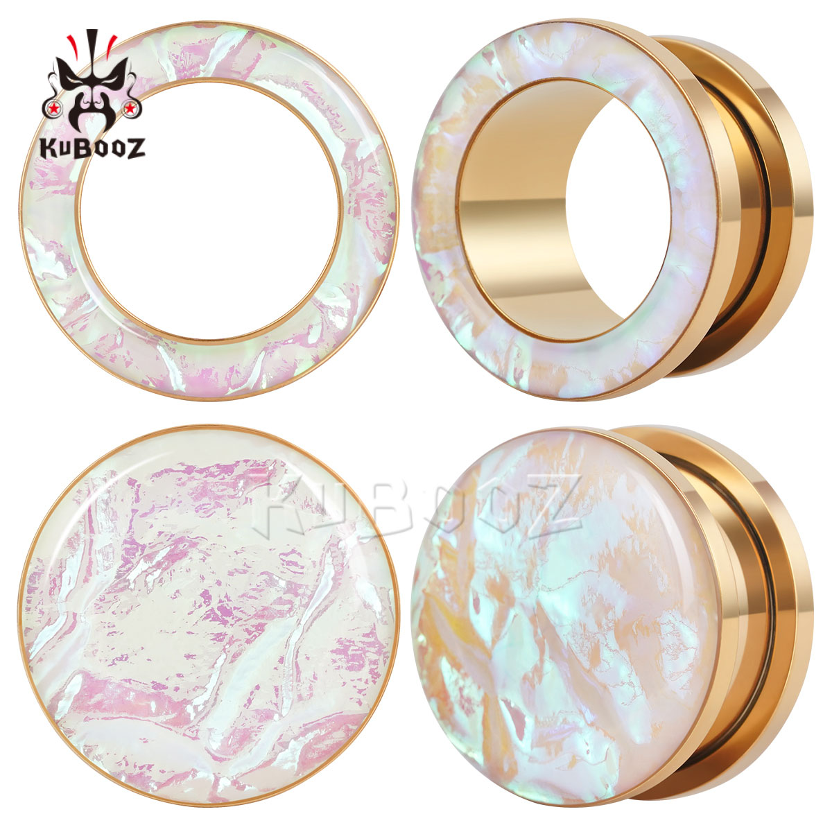 Body Jewelry Gauges - KUBOOZ Pozłacane tunelowe plugi do uszu