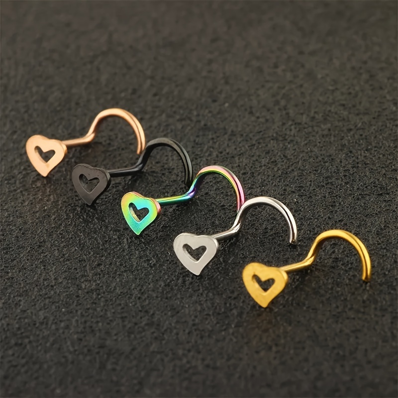 5 sztuk Hollow Heart Nose Stud – Nostril Screw Pin recenzja i cena